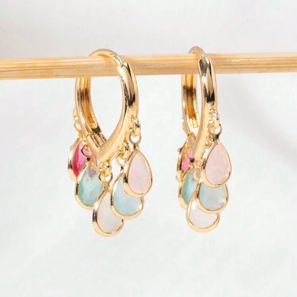 crystal hoop earrings A768 - Picture 2 of 4